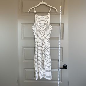 White with black stripes faux wrap dress. Never worn!